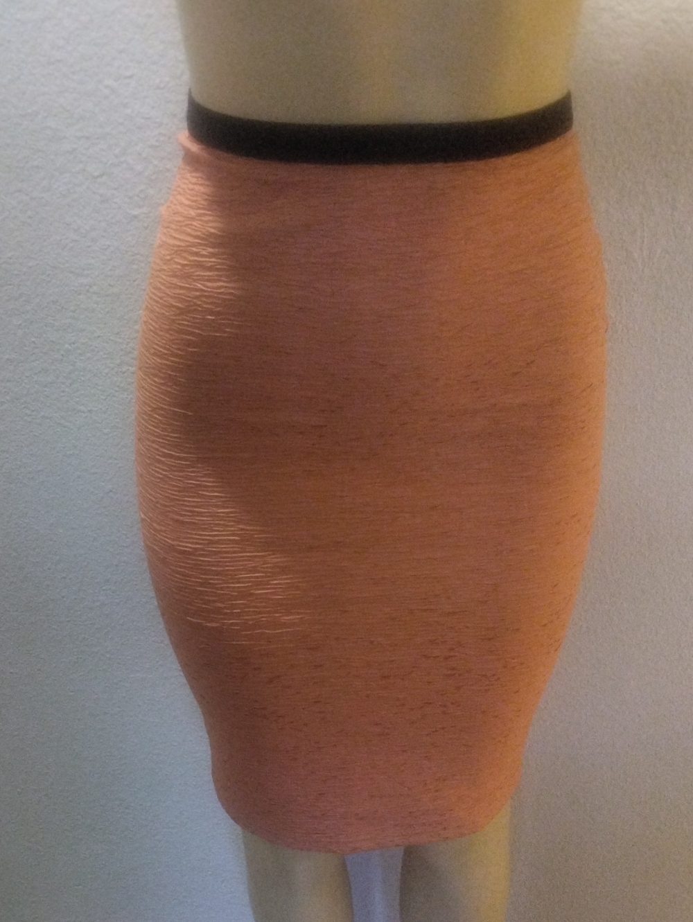 Forever 21 Peach Pencil Skirt with Black Waistband